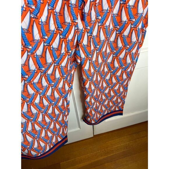 Mark. Sailboat Capri Satin Plus Size Pants Orange/Blue Beach Loungewear 1X - Picture 5 of 8